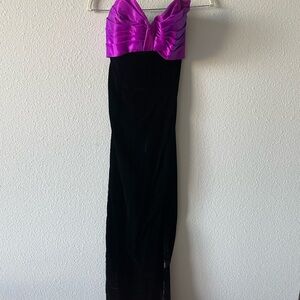 Elegant Black and Purple Evening Dress